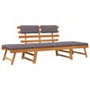 vidaXL Sof&aacute; cama de jard&iacute;n 2 en 1 con coj&iacute;n madera maciza acacia 190cm