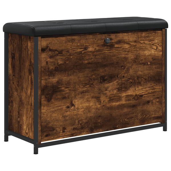 vidaXL Banco zapatero con caj&oacute;n abatible roble ahumado 82x32x56 cm