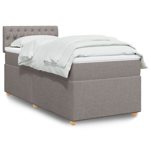 vidaXL Cama box spring con colch&oacute;n tela gris taupe 80x200 cm