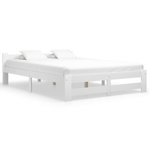 vidaXL Estructura de cama sin colch&oacute;n madera de pino blanco 160x200 cm