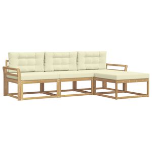 vidaXL Conjunto de sof&aacute;s de exterior 4 pcs Blanco y Crema Poli&eacute;ster