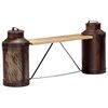 vidaXL Banco con c&aacute;ntaros de leche madera maciza de mango 150x33x64 cm