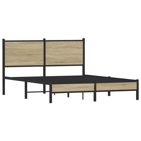 vidaXL Estructura de cama sin colch&oacute;n metal roble Sonoma 140x190 cm