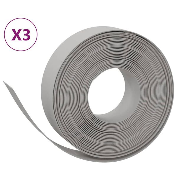 vidaXL Borduras de jard&iacute;n 3 uds polietileno gris 10 m 15 cm