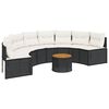 vidaXL Sof&aacute; de jard&iacute;n semicircular con mesa y cojines rat&aacute;n PE negro