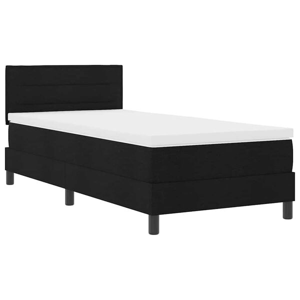 vidaXL Cama tipo Box Spring con colch&oacute;n Negro 90 x 190 cm tela