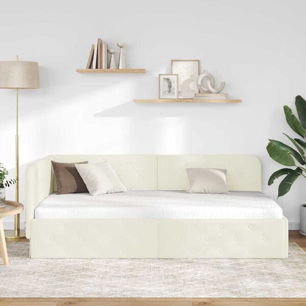 vidaXL Estructura de cama en esquina Crema 100 x 200 cm Terciopelo