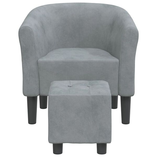 vidaXL Sill&oacute;n con taburete terciopelo gris oscuro