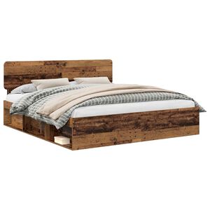 vidaXL Estructura de cama con cabecera Madera vieja 200 x 200 cm