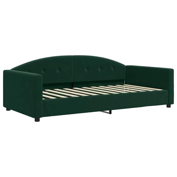vidaXL Sof&aacute; cama sin colch&oacute;n terciopelo verde oscuro 100x200 cm