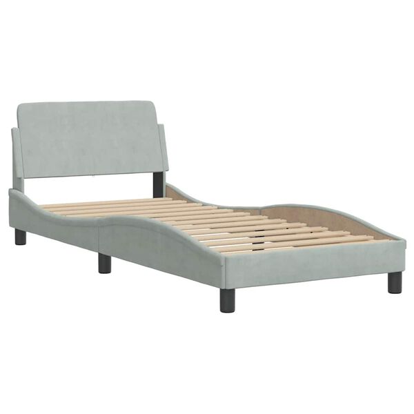 vidaXL Estructura de cama sin colch&oacute;n Hanko terciopelo gris claro 90x190 cm