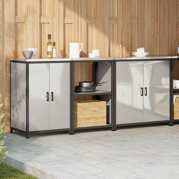 vidaXL Juego de Almacenamiento de Cocina con estante 3 pcs Plateado