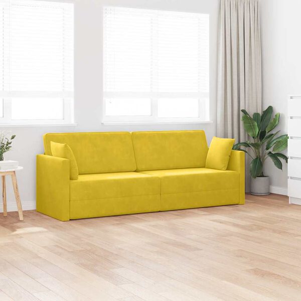 vidaXL Sof&aacute;-cama de piso 200cm Amarillo Terciopelo