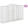 vidaXL Cestas de gaviones 3 uds forma de arco hierro 300x50x180/200 cm