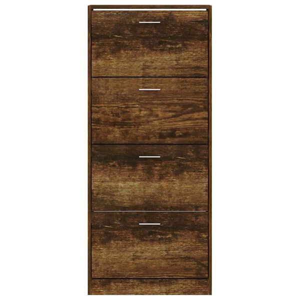 vidaXL Mueble zapatero madera contrachapada roble ahumado 63x24x147 cm