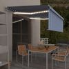 vidaXL Toldo autom&aacute;tico persiana LED sensor de viento azul blanco 4x3m