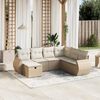 vidaXL Set sof&aacute;s de jard&iacute;n 7 piezas y cojines rat&aacute;n sint&eacute;tico beige