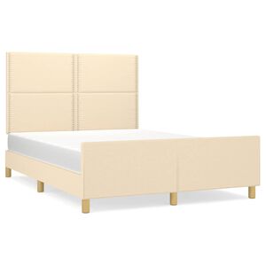 vidaXL Cama sin colch&oacute;n tela color crema 140x200 cm