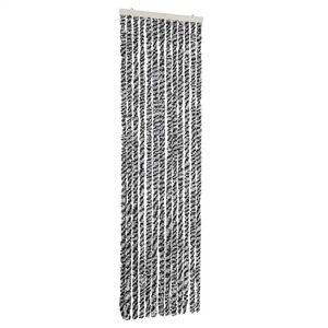 vidaXL Cortina antimoscas chenilla gris negro y blanco 56x200 cm