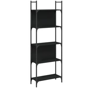 vidaXL Librer&iacute;a de 5 estantes madera ingenier&iacute;a negro 60,5x24x166,5 cm