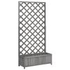 vidaXL Jardinera con enrejado gris 90x35x180 cm madera maciza de abeto