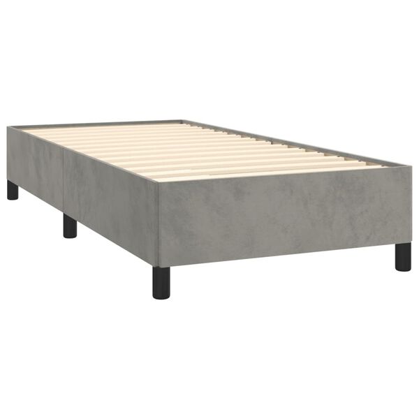 vidaXL Estructura de cama sin colch&oacute;n terciopelo gris claro 90x200 cm