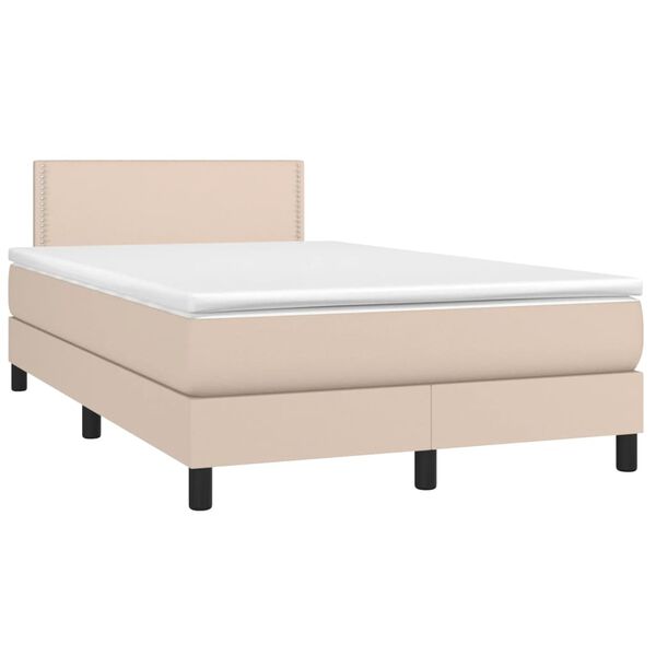 vidaXL Cama box spring con colch&oacute;n cuero sint&eacute;tico capuchino 120x190cm