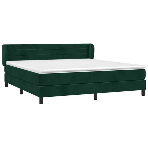 vidaXL Cama box spring con colch&oacute;n terciopelo verde oscuro 160x200 cm