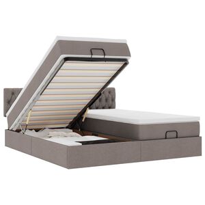 vidaXL Estructura de cama otomana colchones tela gris pardo 180x200 cm