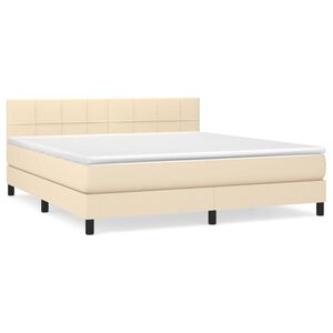 vidaXL Cama box spring con colch&oacute;n tela color crema 160x200 cm