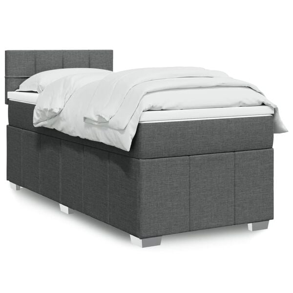 vidaXL Cama box spring con colch&oacute;n tela gris oscuro 80x200 cm