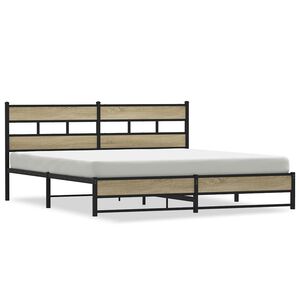 vidaXL Estructura de cama sin colchón metal roble Sonoma 183x213 cm