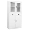 vidaXL Armario oficina acero vidrio templado blanco 90x40x180 cm