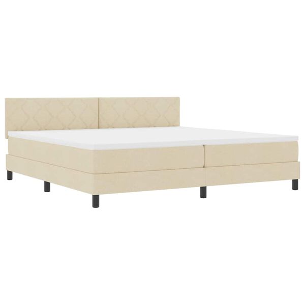 vidaXL Cama tipo Box Spring con cabecera Crema 200 x 200 cm tela