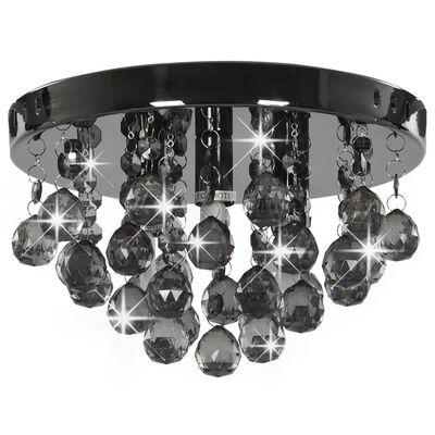 vidaXL Lámpara de techo con cuentas ahumadas negro redonda G9