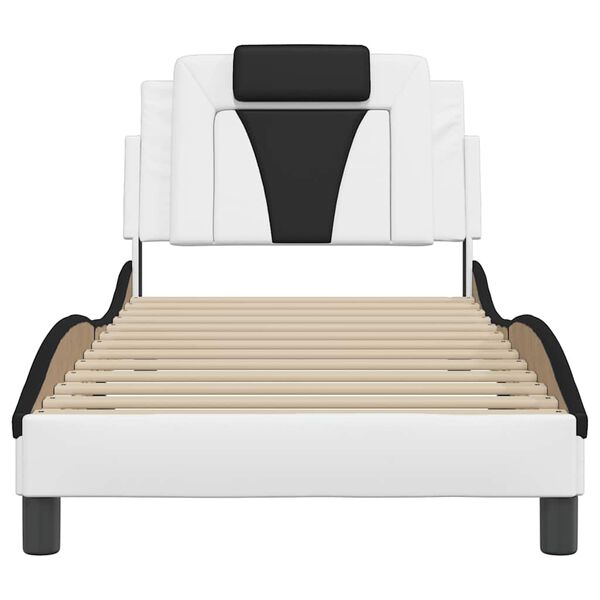 vidaXL Estructura de cama Viana sin colch&oacute;n cuero sint&eacute;tico blanco y negro