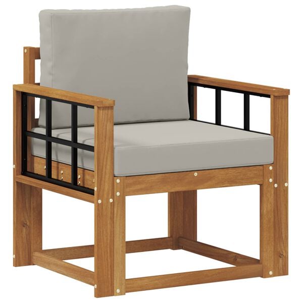 vidaXL Sof&aacute; de exterior Madera de Acacia S&oacute;lida y Poli&eacute;ster