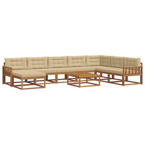 vidaXL Conjunto de sof&aacute;s de exterior con coj&iacute;n 9 pcs Natural y Beige