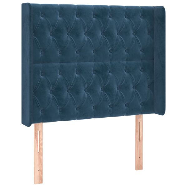 vidaXL Cabecero con orejas de terciopelo azul oscuro 103x16x118/128 cm