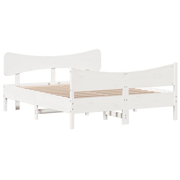 vidaXL Estructura de cama sin colch&oacute;n madera de pino blanca 140x200 cm