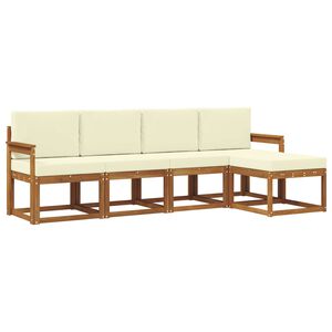 vidaXL Conjunto de sof&aacute;s de exterior con coj&iacute;n 5 pcs Natural y Crema