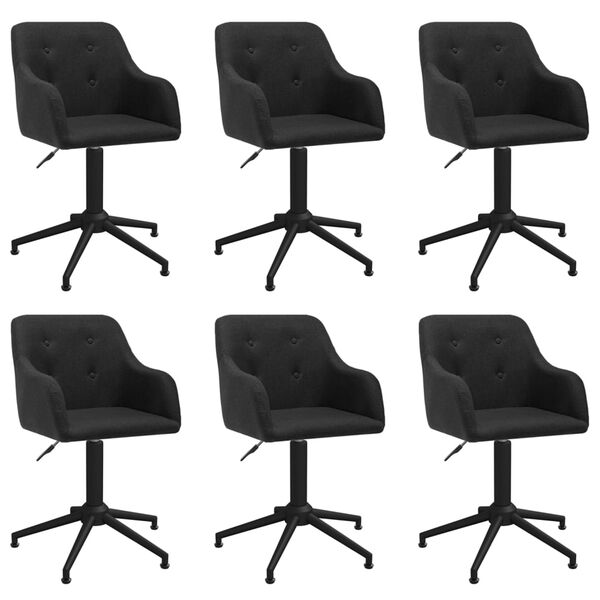 vidaXL Sillas de comedor giratorias 6 unidades tela negro