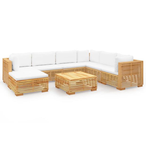 vidaXL Juego muebles de jard&iacute;n 8 piezas y cojines madera maciza teca