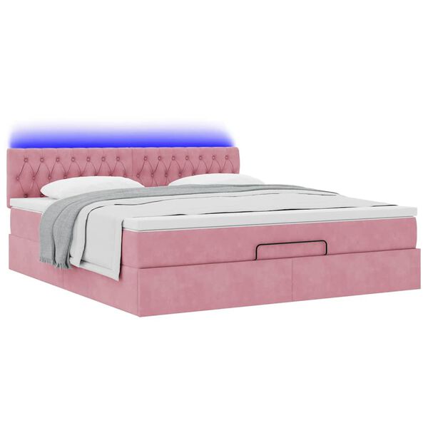 vidaXL Estructura cama otomana con colch&oacute;n terciopelo rosa 160x200 cm
