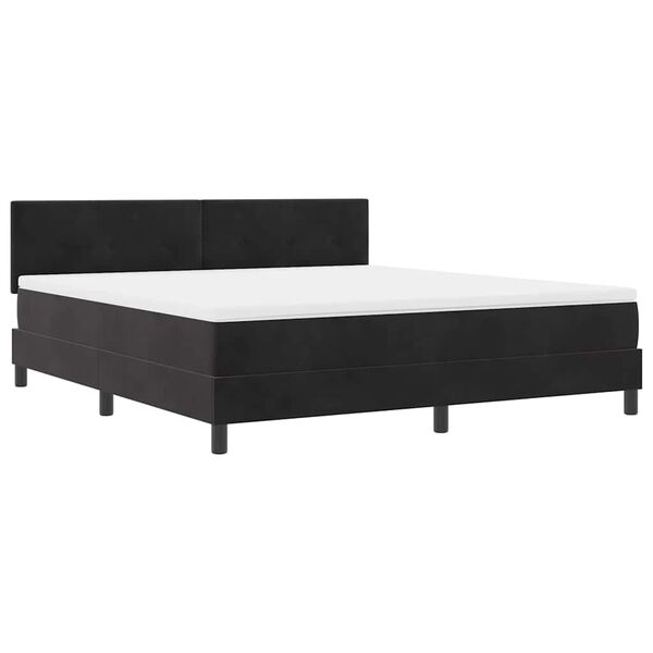 vidaXL Cama Box Spring LED con colch&oacute;n Negro 180 x 200 cm Terciopelo