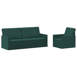 vidaXL Juego de Sof&aacute; 2 pcs Verde oscuro Tela