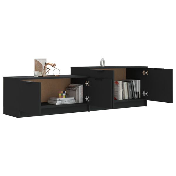 vidaXL Mueble de TV madera contrachapada negro 158,5x36x45 cm
