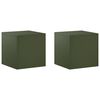 vidaXL Soporte de plantas 2 pcs Verde oliva 40 x 40 x 40 cm Acero