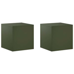 vidaXL Soporte de plantas 2 pcs Verde oliva 40 x 40 x 40 cm Acero