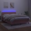 vidaXL Cama box spring colch&oacute;n y LED terciopelo rosa 140x190 cm